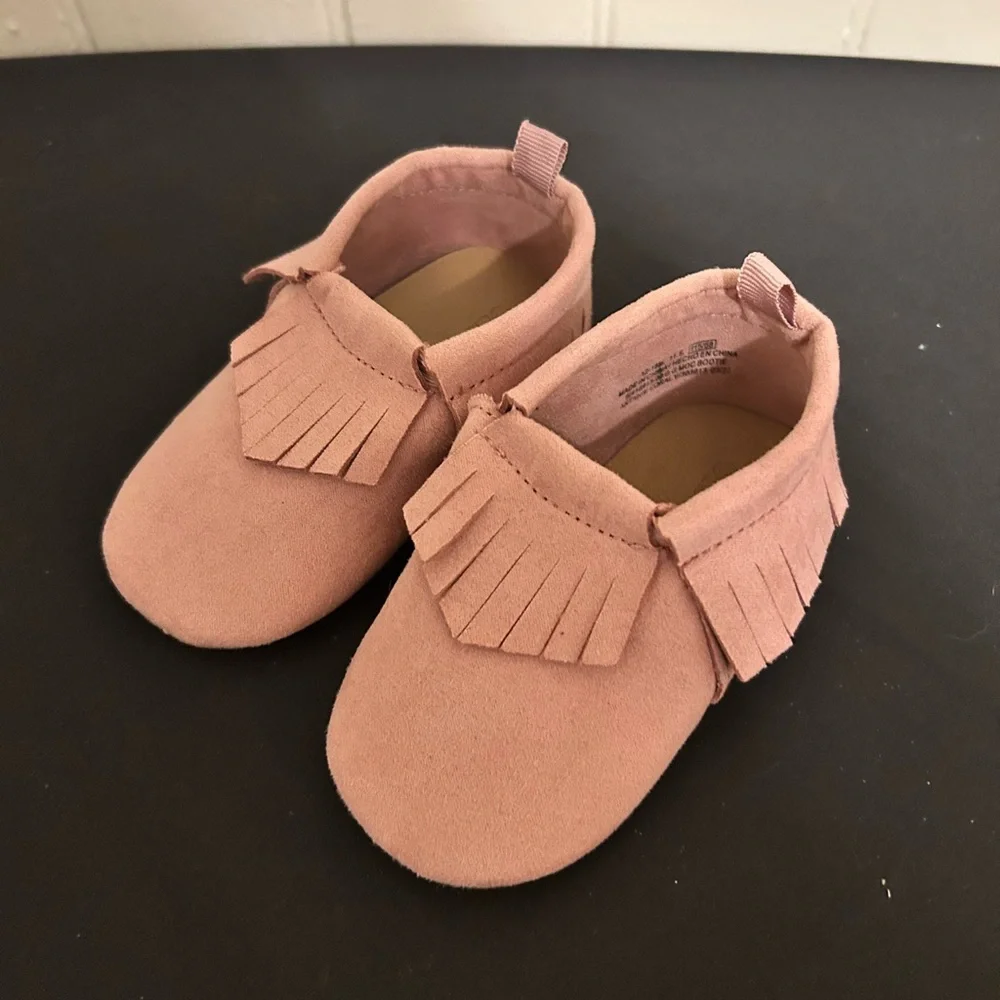 New Old Navy Baby Moccasins/Antique Coral- Pink/12-18 Months/Size 11.5 Toddler